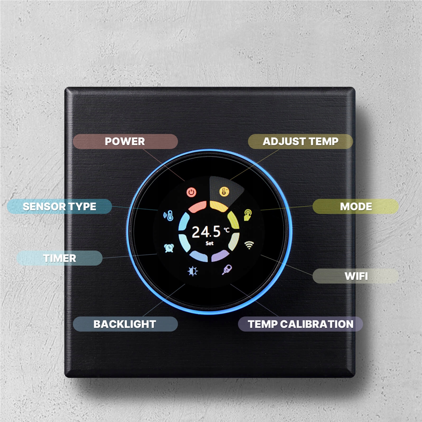 Termostat Smart Pokrętło WIFI wodne ogrzewanie podłogowea 3A czarny GA Waga produktu z opakowaniem jednostkowym 0.4 kg