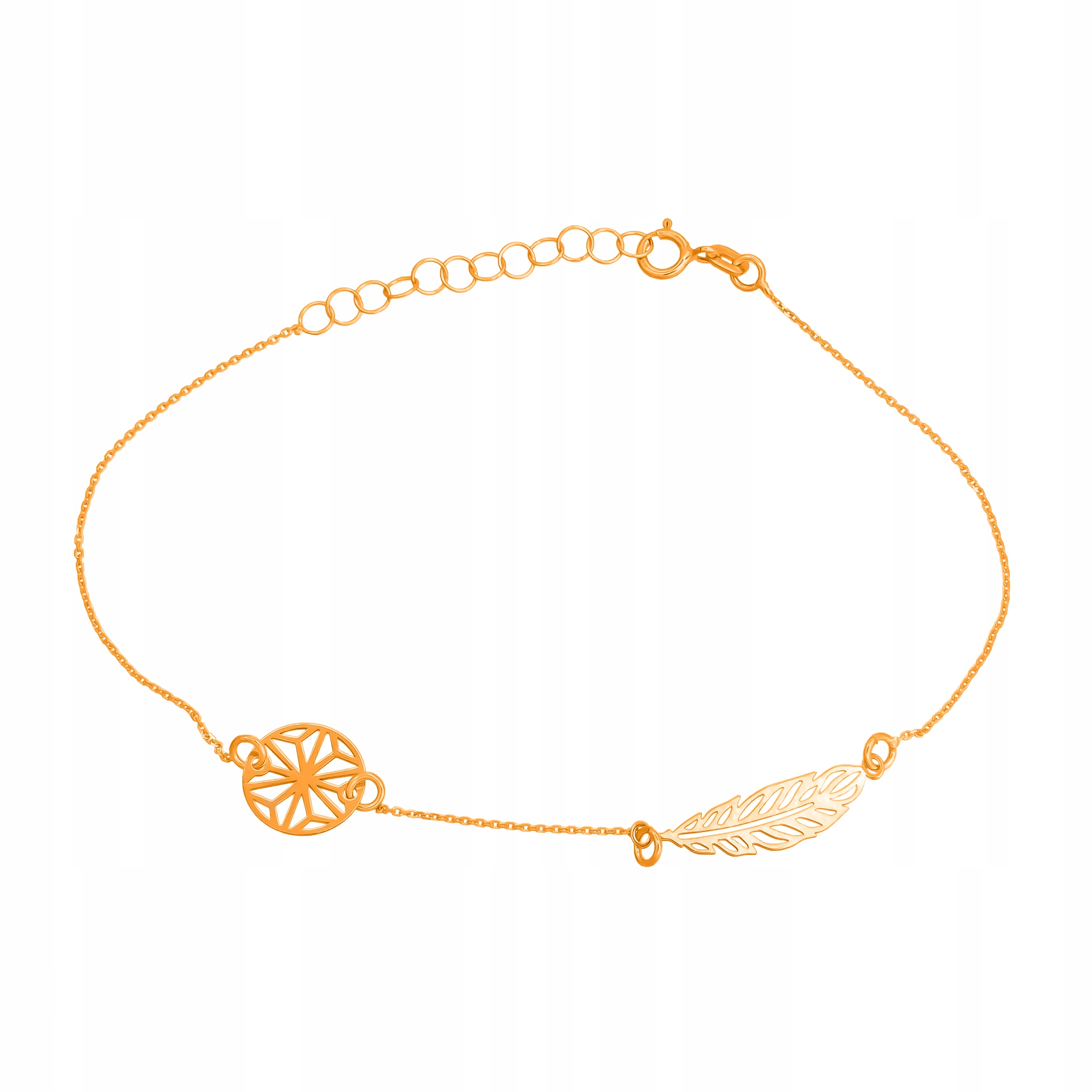 

Złota Bransoletka pr333 Pióro Piórko Kółko Grawer