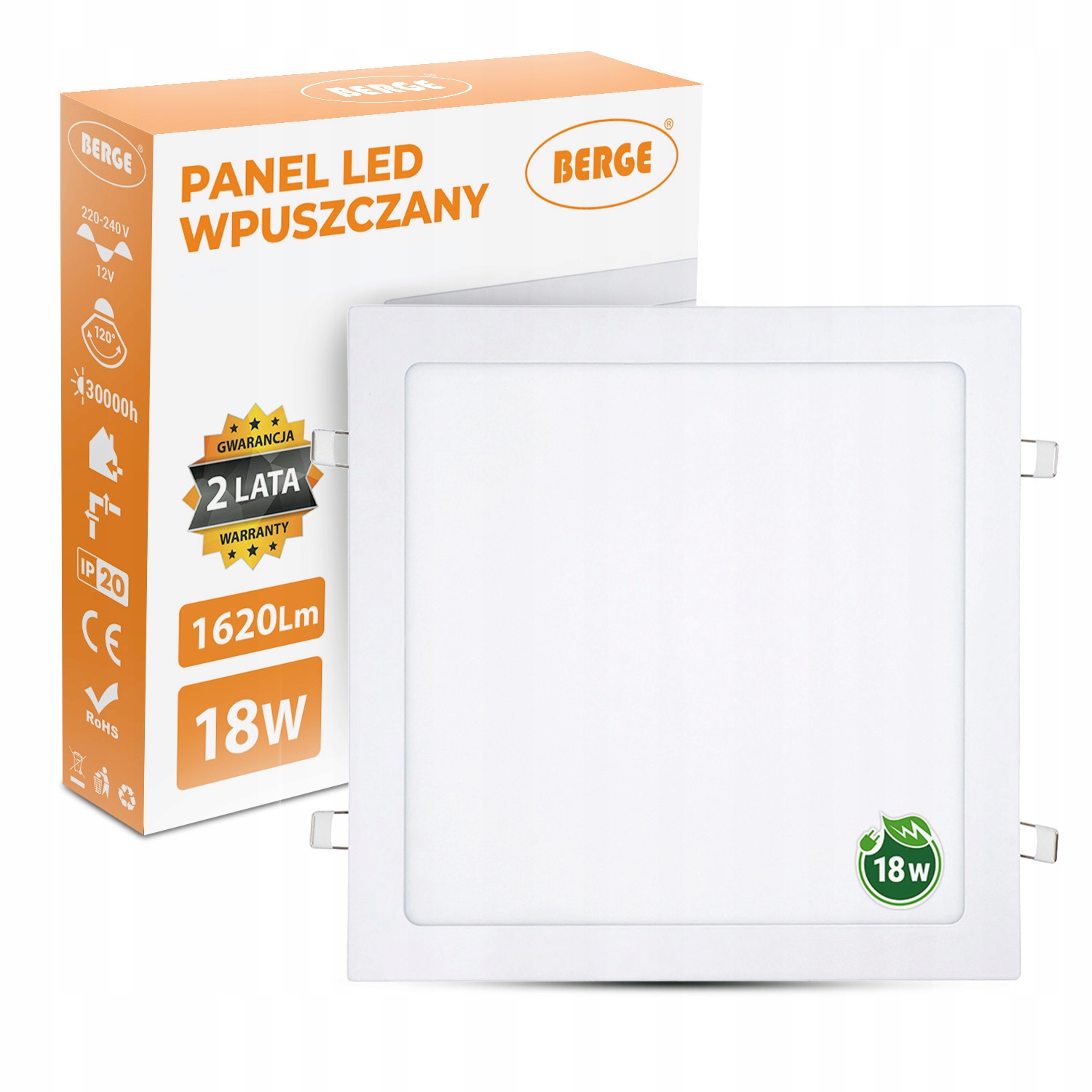 

Panel Led plafon kwadrat wpuszczany 18W CCD