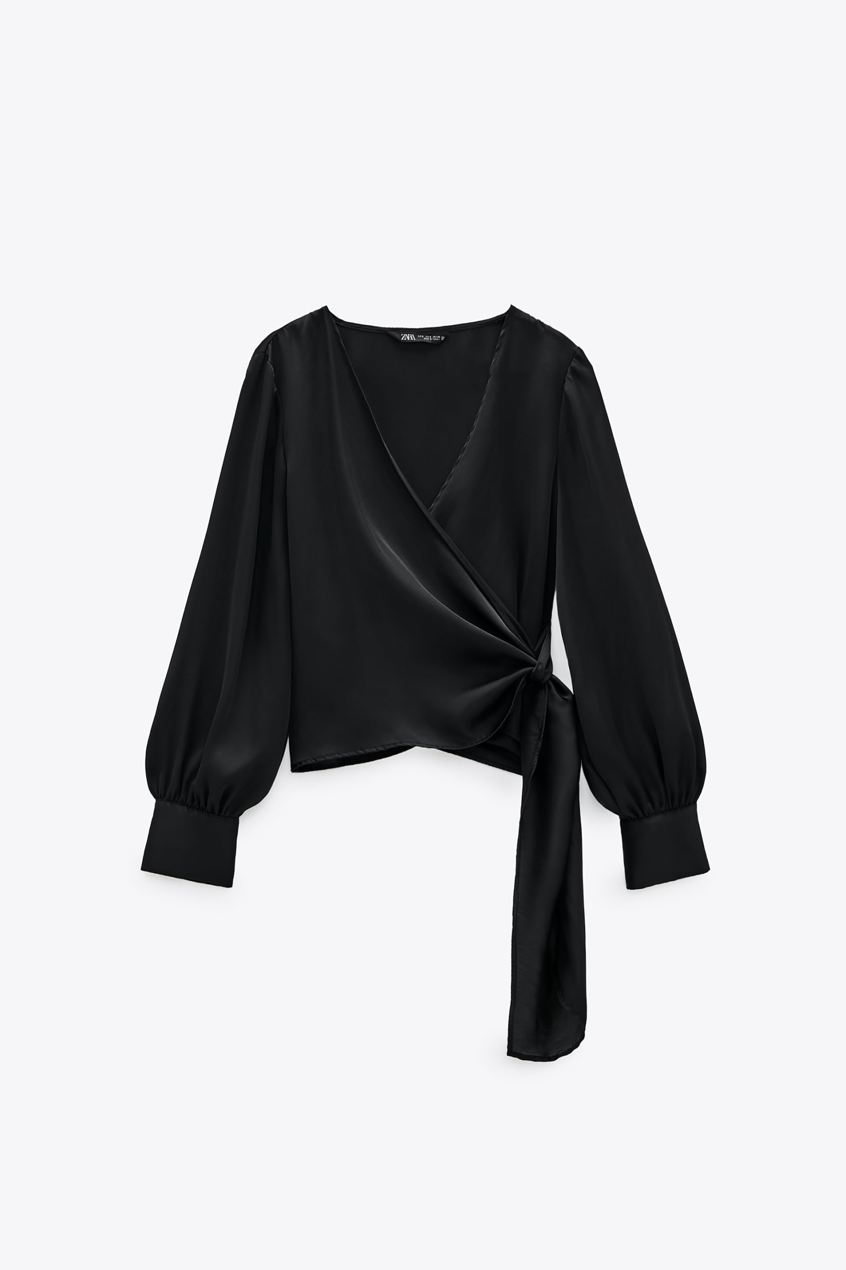 ZARA __ST1 BLUZKA ELEGANCKA KOPOERTOWA SATYNA __L Kolor czarny