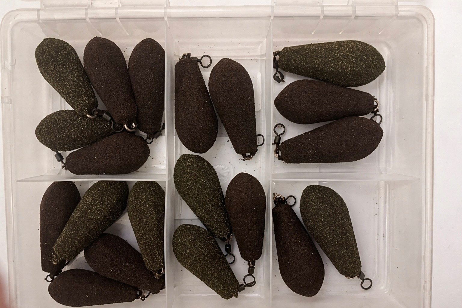 Ciężarki wędkarskie Jacek Nowak- Zestaw 20szt. Horizon- zielono-brązowe