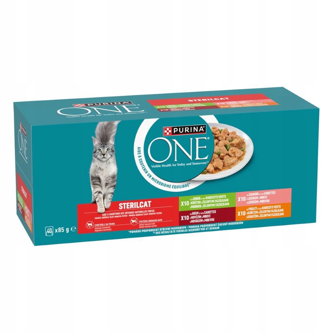 Levně Purina One Sterilcat 40x85g Mokré Krmivo Pro Kočky po sterilizaci Mix Chutí
