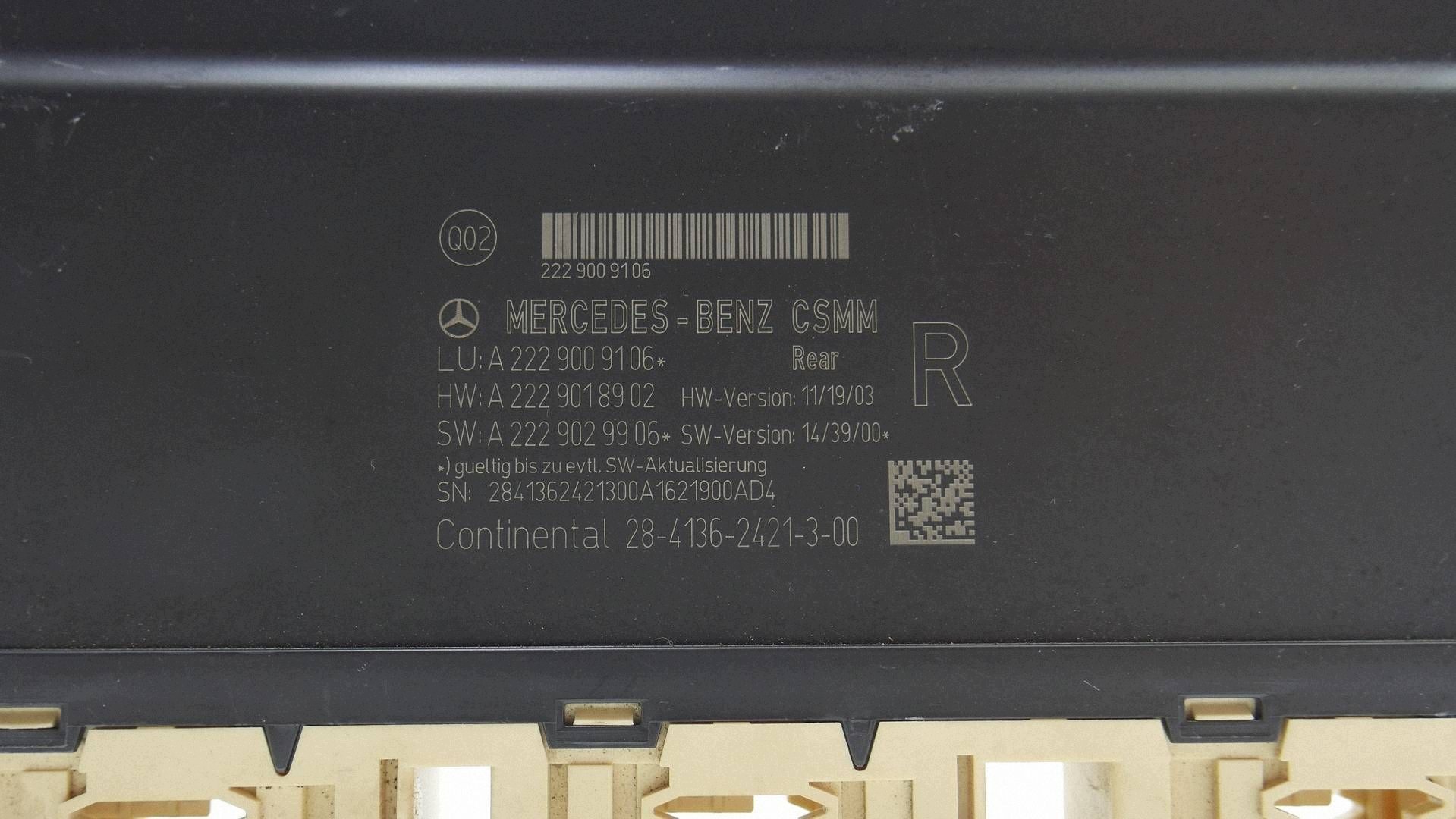 module control unit seat right rear part MERCEDES S W222 A2229009106
