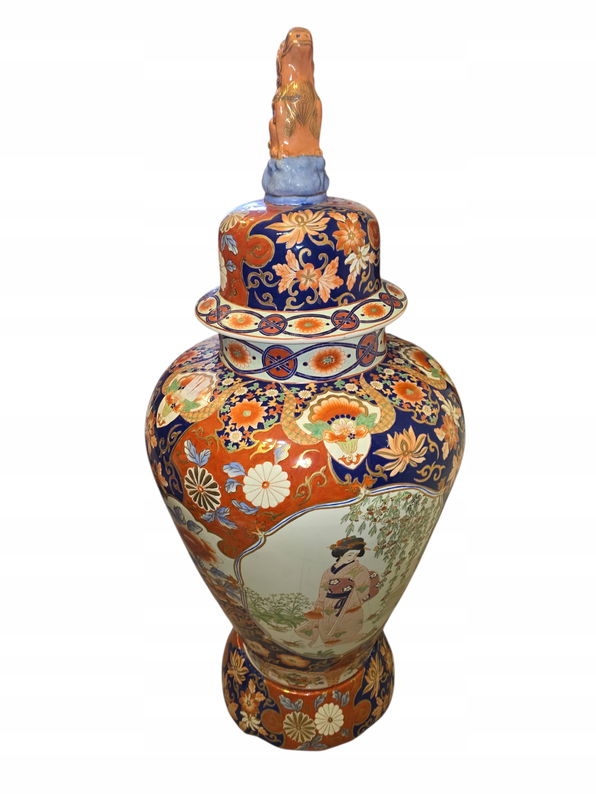 Duża waza z przykrywą Imari – 106 cm