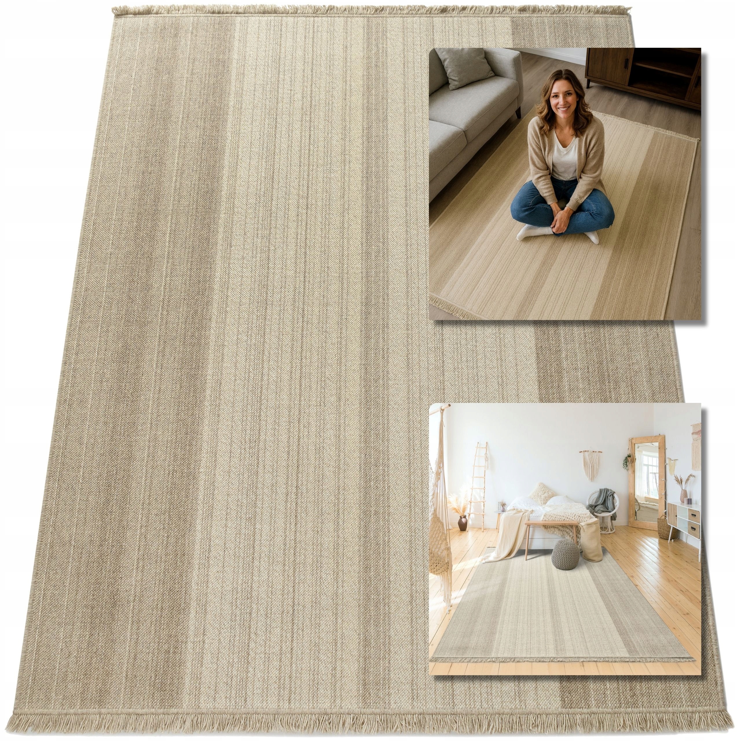 Koberec Vlněný Dune Boho Béžový Vlněné Koberce Do Obýváku Vlna 160x230