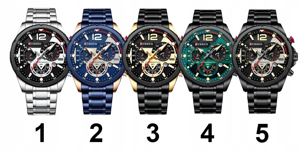 CURREN ELEGANCKI ZEGAREK MĘSKI DATOWNIK 5 KOLORÓW Marka Inna marka