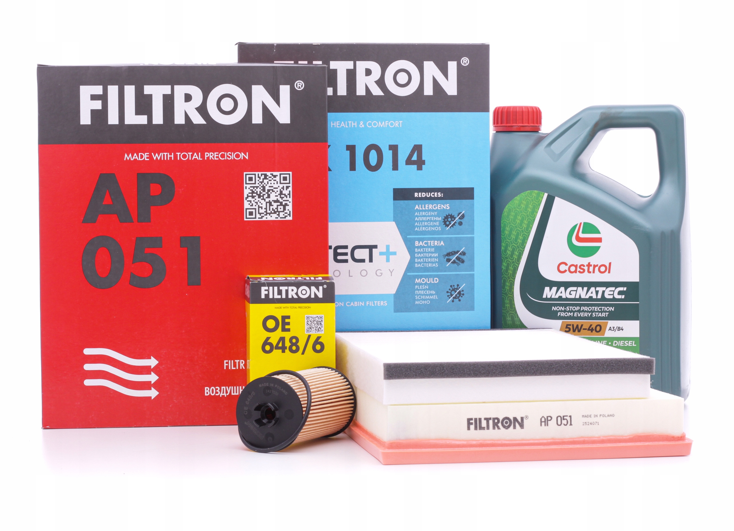 Sada filtrů Opel Astra H 1.6 115KM 1.8 140KM Castrol Magnatec 5W40 4L