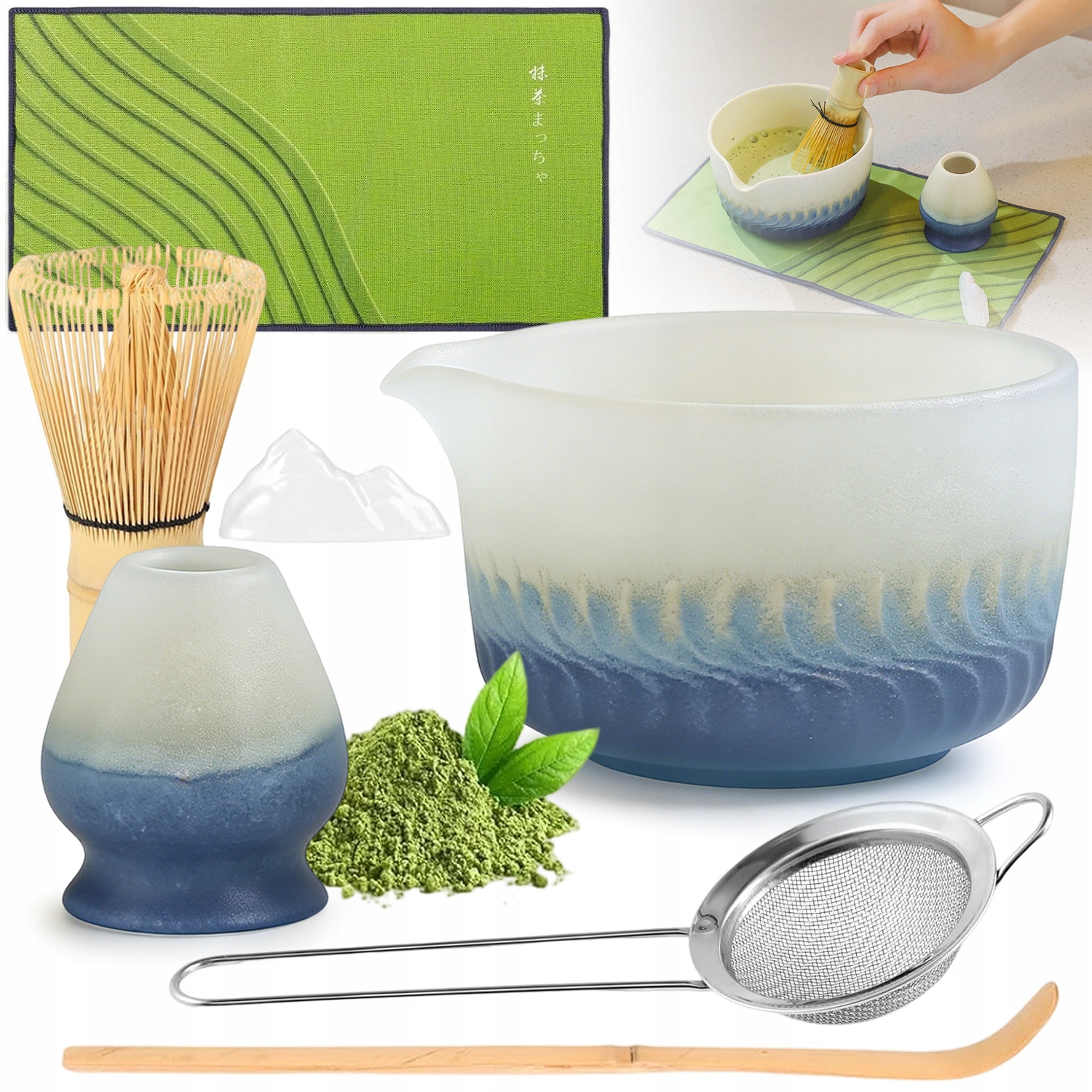 Levně Sada Matcha 7 Prvků Tradiční Z Bambusu Přírodní Dřevo Metla