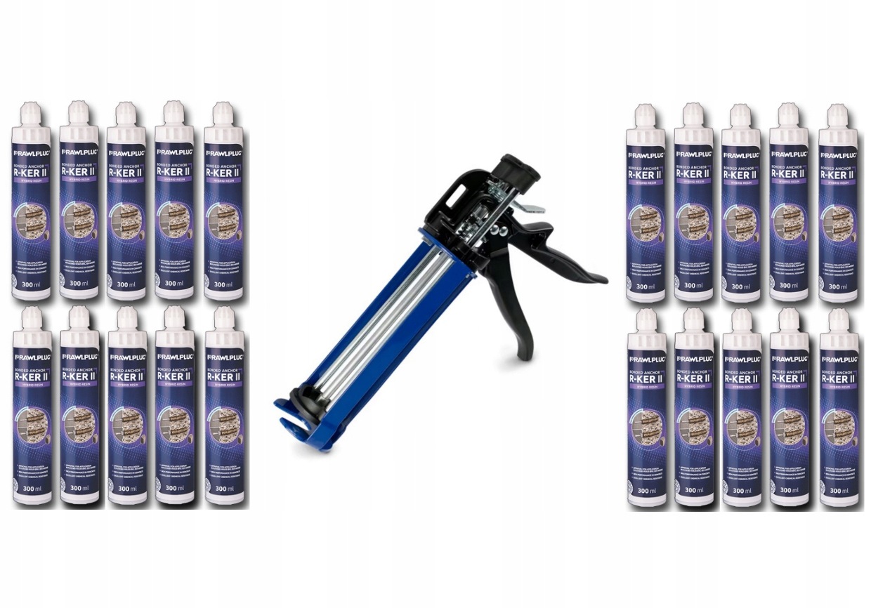Żywica Kotwa Chemiczna do Betonu R-ker-ii 300ml Atest 20 Sztuk Wyciskacz