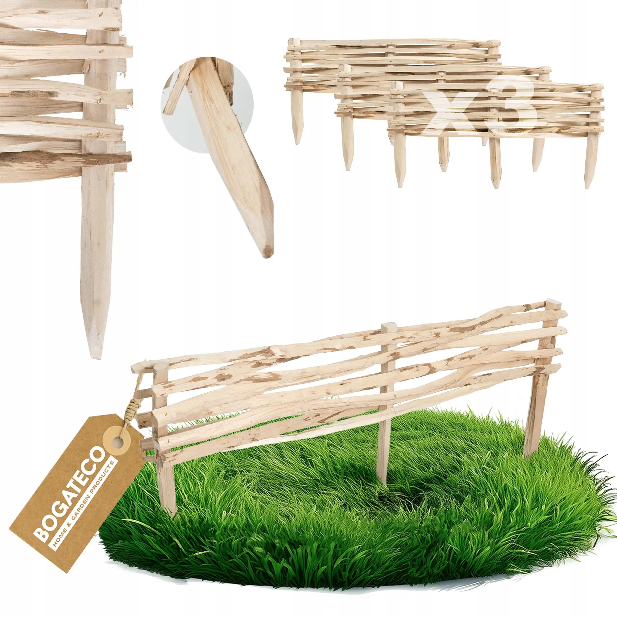 Rabatka Ze Štípané Lísky Plot Obrubník Palisáda 120 x 20 cm 3 Kusy