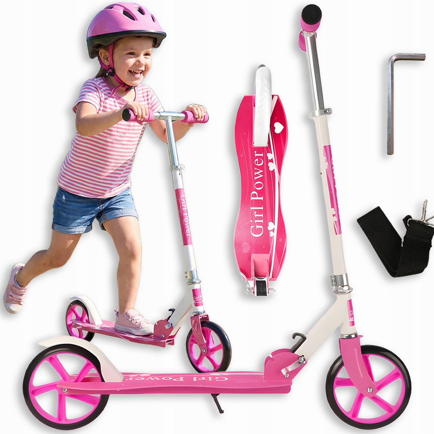 Hulajnoga 2 Koła Różowy Regulacja Wysokości Składana Hulajnoga Dla Dzieci