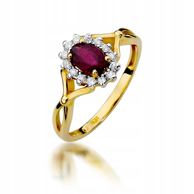 

Pierścionek Rubin 0,60 Ct Brylanty Markiza 0,585