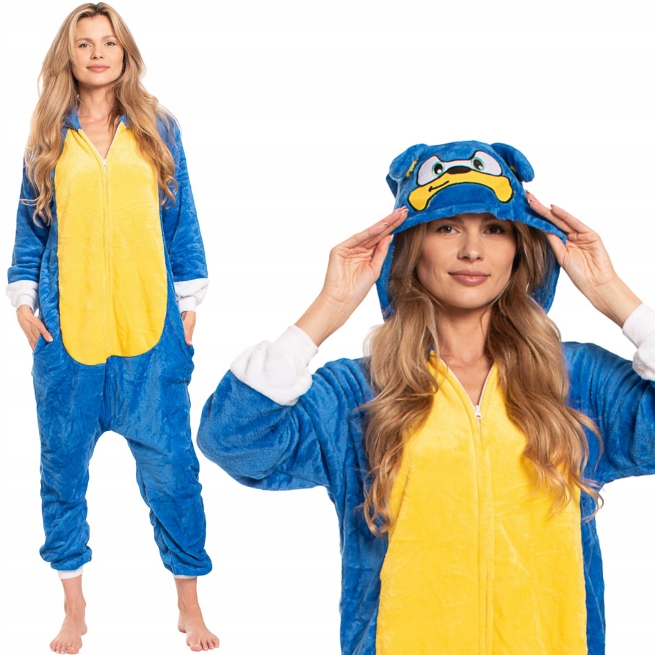 Dámské pyžamo kombinéza Kigurumi Overal Kostým Sonic Modrá 155-165 M