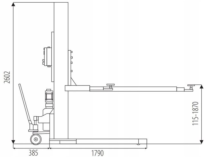 Podnosnik jednokolumnowy PJ2500M 2500kg NortecPro Producent code PJ2500M