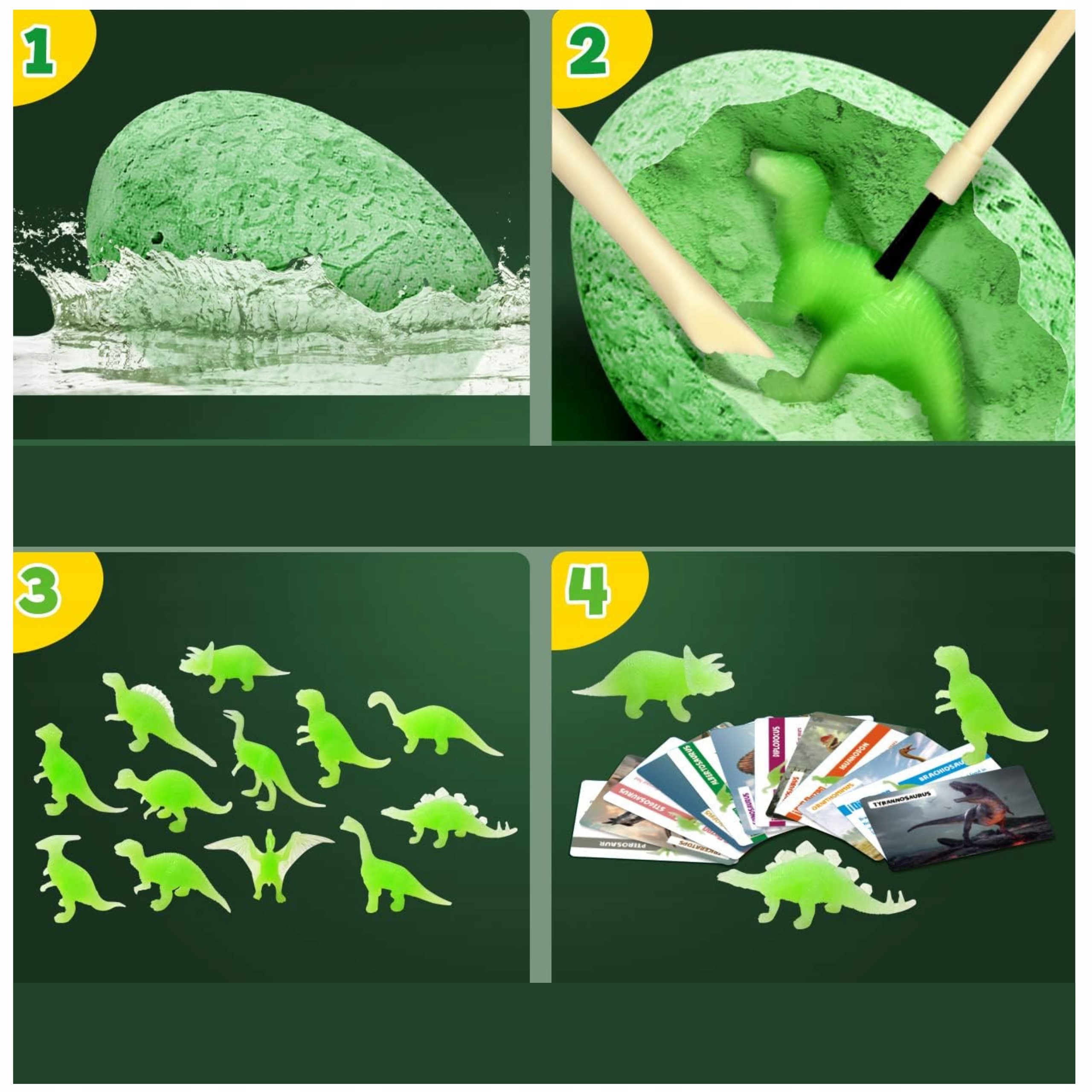 12x Jajo z DINOZAUREM ŚWIECĄCYM W CIEMNOŚCI WYKOPALISKA MAŁY ARCHEOLOG Kod producenta NO-1005962