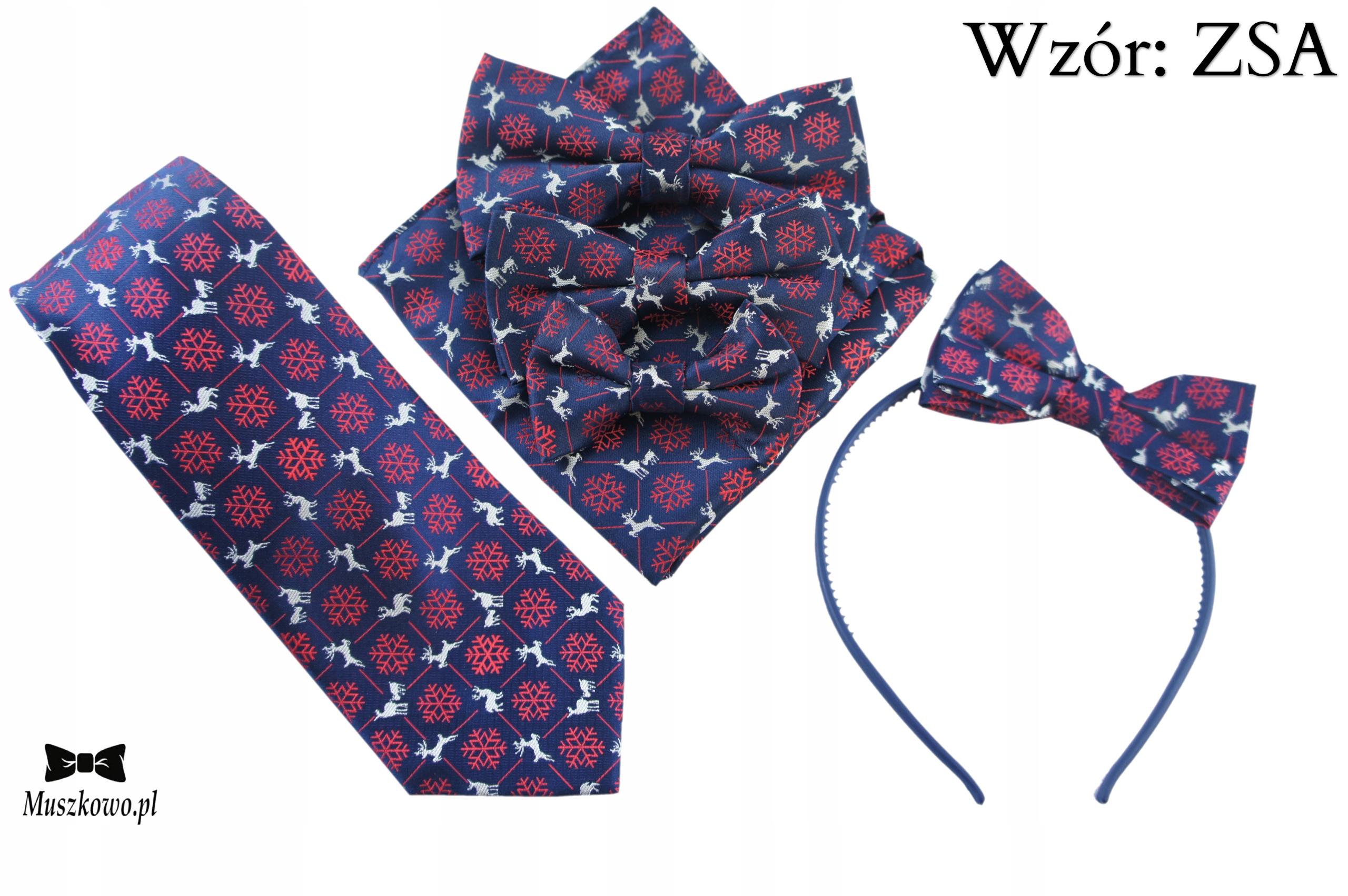 Poszetka chusteczka do kieszeni marynarki ŚWIATECZNA W RENIFERKI ŚNIEŻYNKI Marka inna