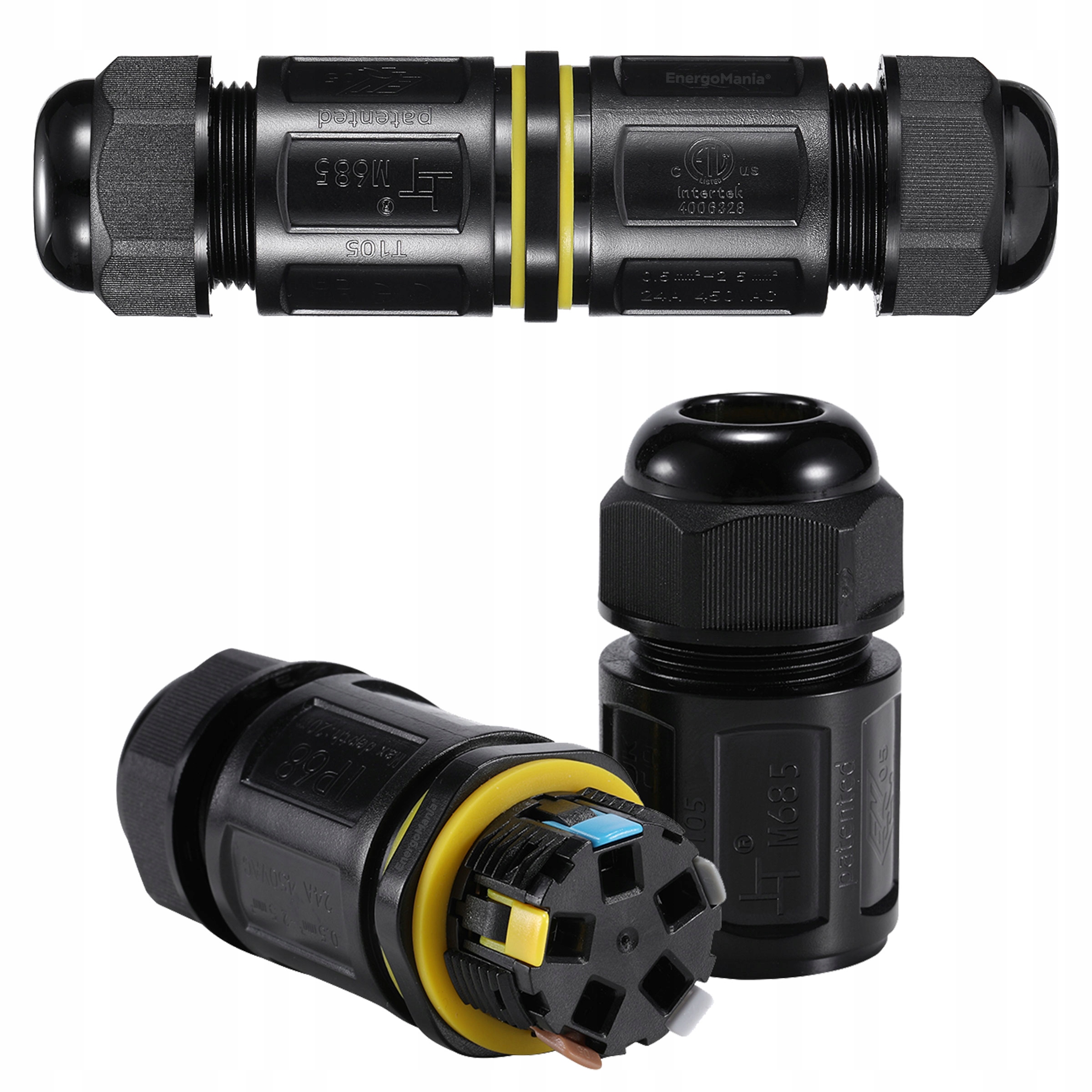 Podwójna hermetyczna mufa kablowa złącze IP68 CableGuard czarna 5x2,5mm