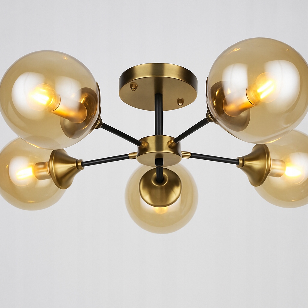 Szklana Lampa Wisząca Sufitowa Żyrandol Kula Led