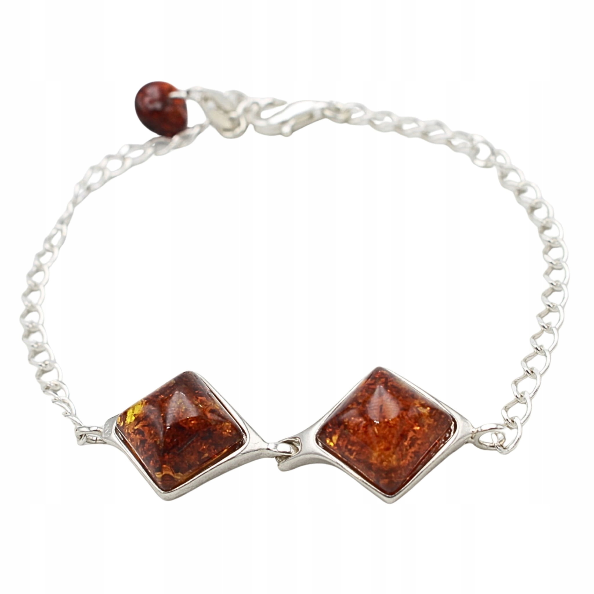 Stříbrný náramek s jantarem a jantarem