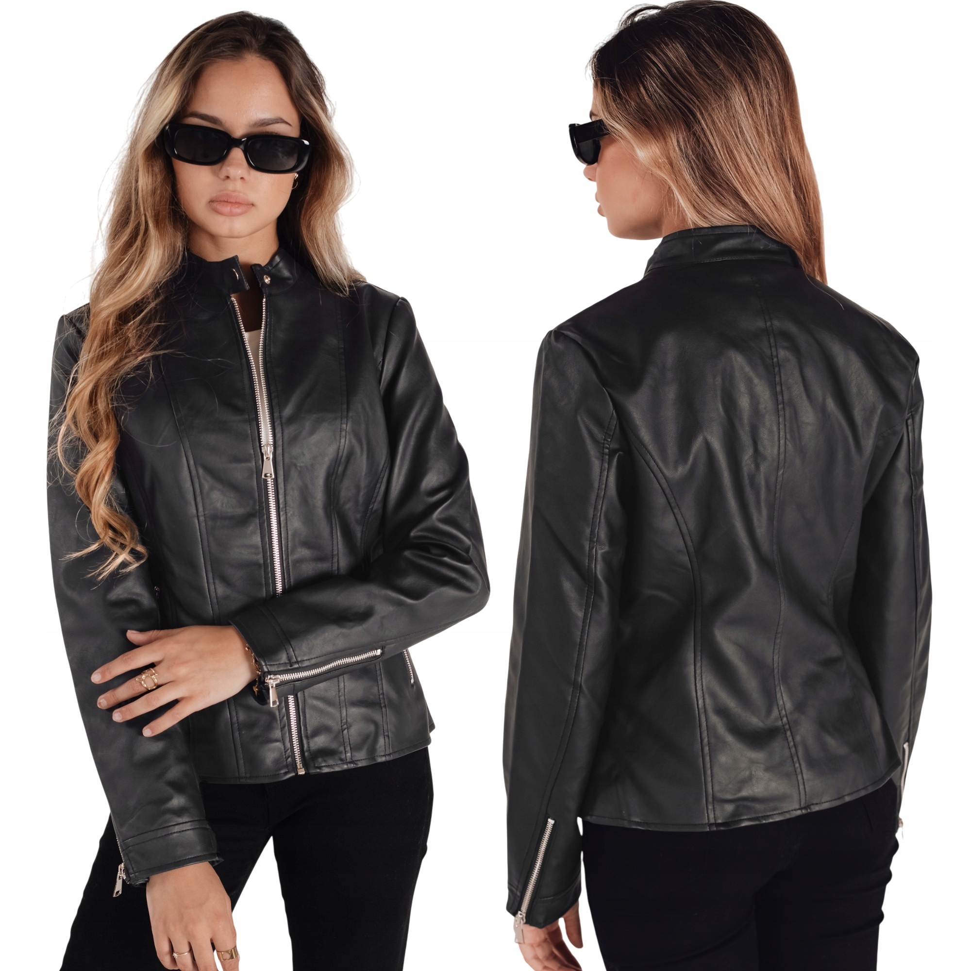 Kurtka skórzana motocyklowa damska czarna TY5202 L