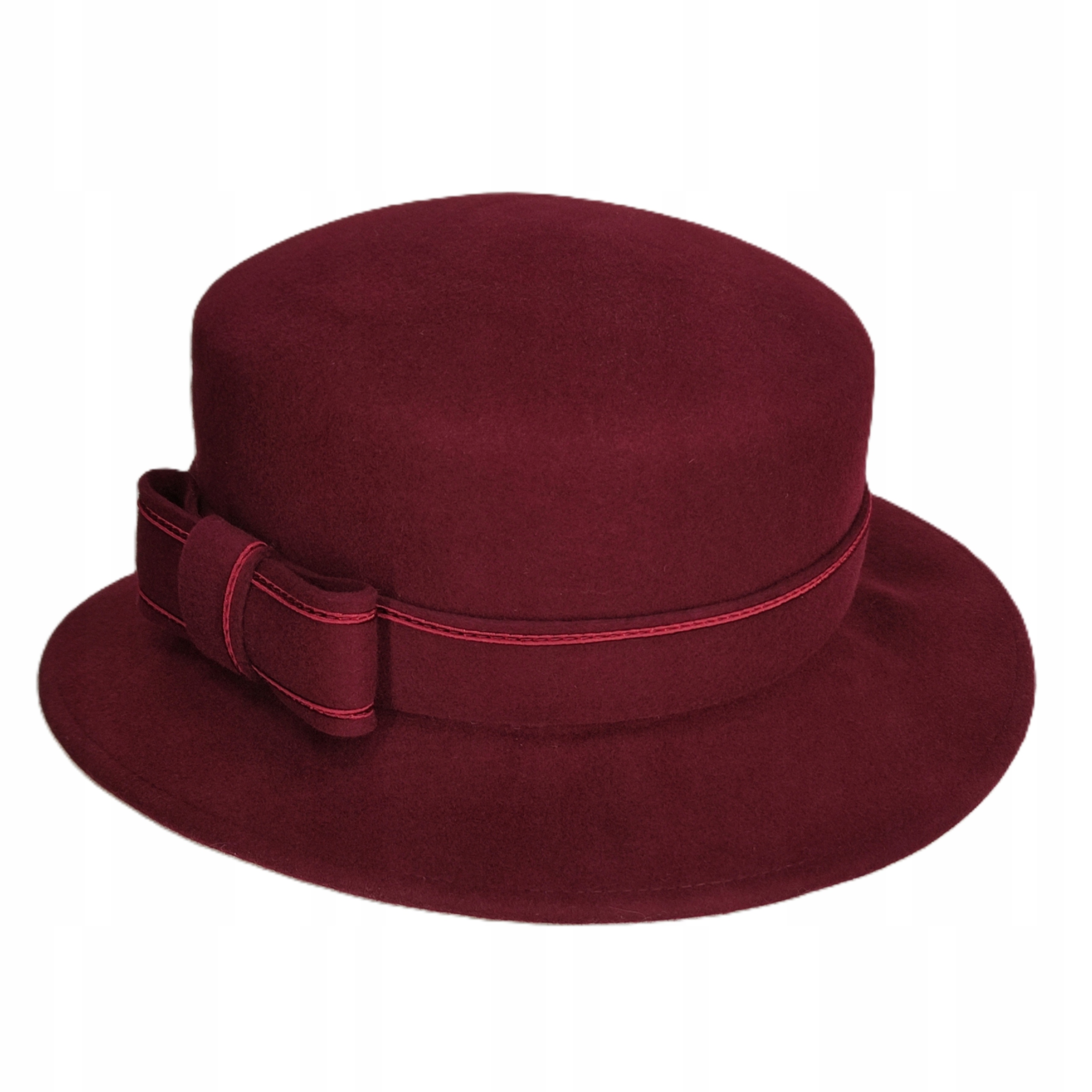 Dámský plstěný vlněný klobouk Bordo plst 55/56 cm SOP3a Polský