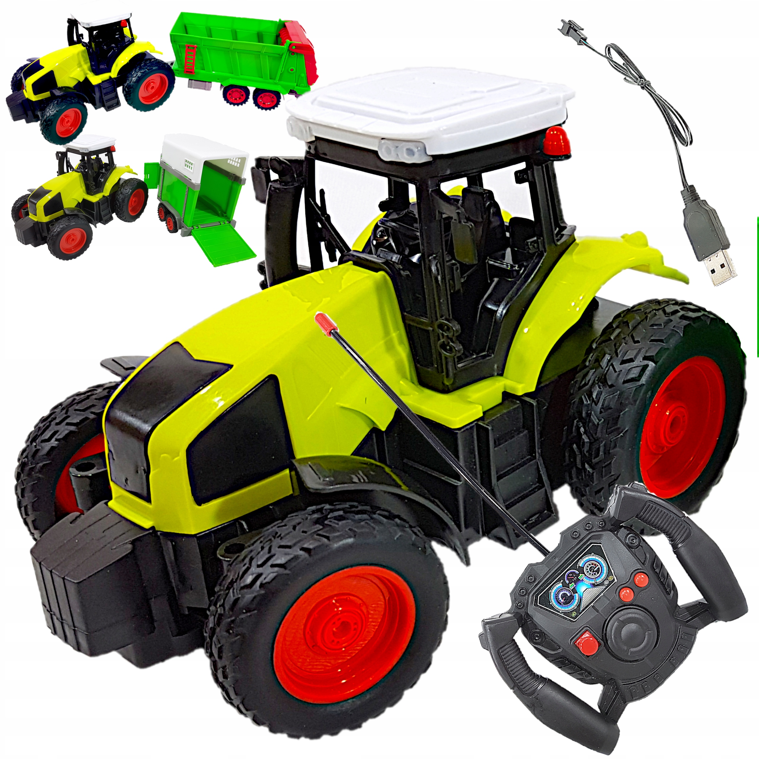 

Duży Traktor Zdalnie Sterowany Z Przyczepą, Pilot