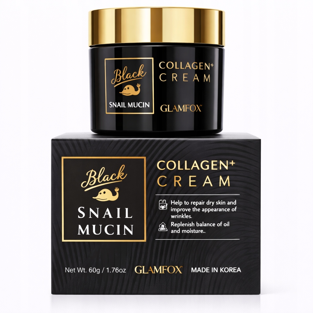 Glamfox Black Snail Mucin Collagen+ Cream krem kolagenowy ze śluzem ślimaka