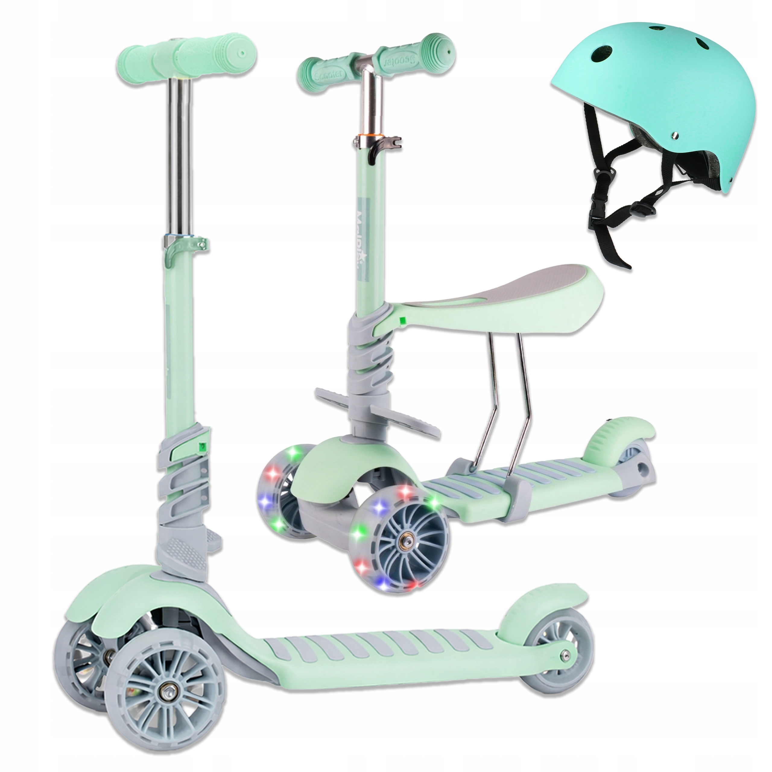 Hulajnoga dla dziecka balansowa 2w1 siodełko koła Led kask S 48-54cm