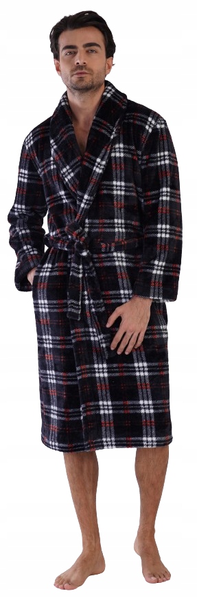 Teplý Pánský Župan Welsoft Kostkovaný, Elegantní Pánský Župan M