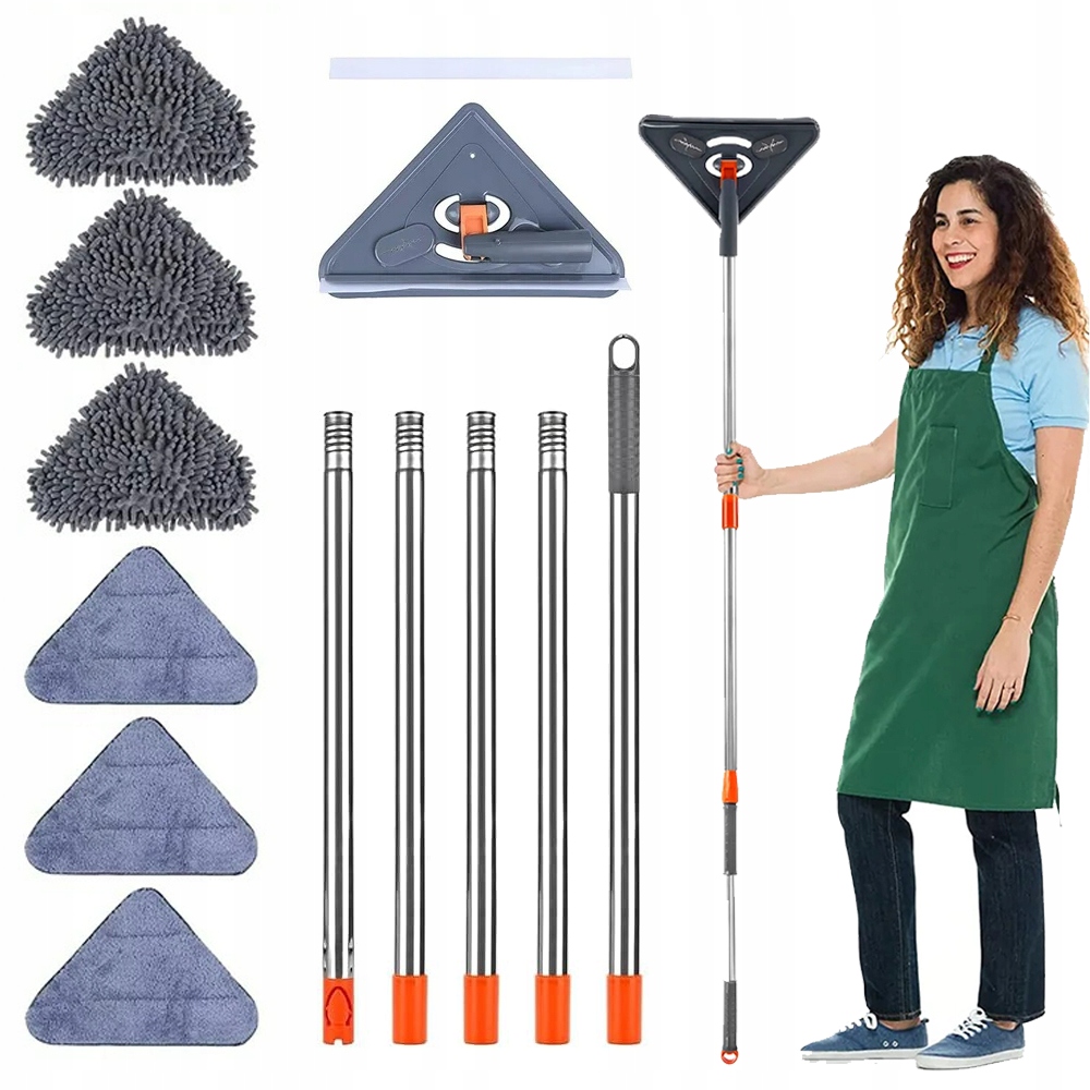 Levně Regulovatelný Trojúhelníkový Mop, Otáčení O 360° 6 Podložek Na Mop, Odolný
