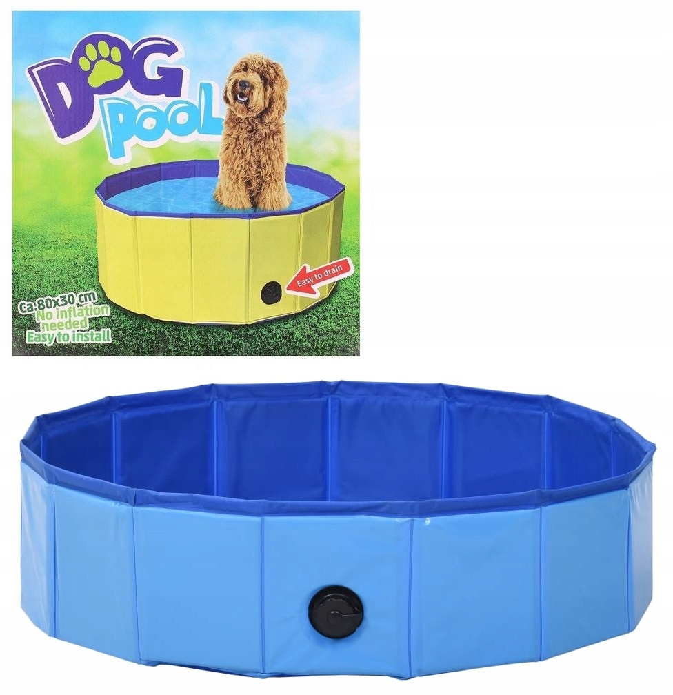 Levně Velký bazén pro psa kočku, zvířata, skládací, 80 x 30 cm, Modrý