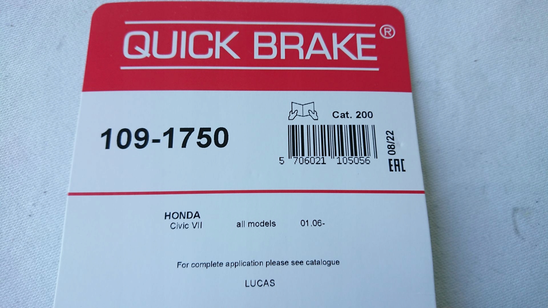 BLASZKI MONTAŻOWE KLOCKÓW QB HONDA CIVIC IX Typ samochodu Samochody osobowe
