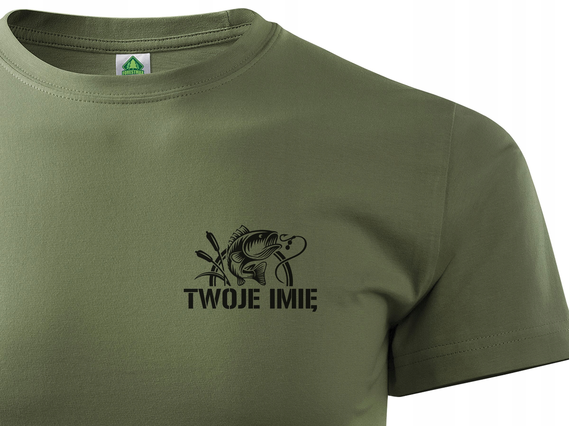 

Koszulka na ryby z nadrukiem wędkarskim i imieniem