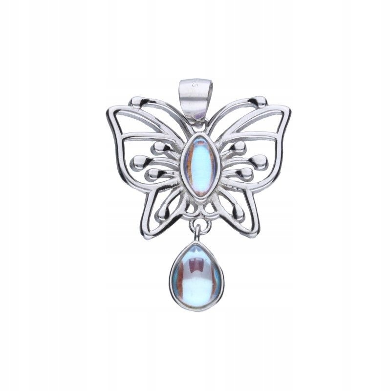 Ažurový stříbrný přívěsek 925, rhodiovaný, Motýlek s kameny 24x28 mm