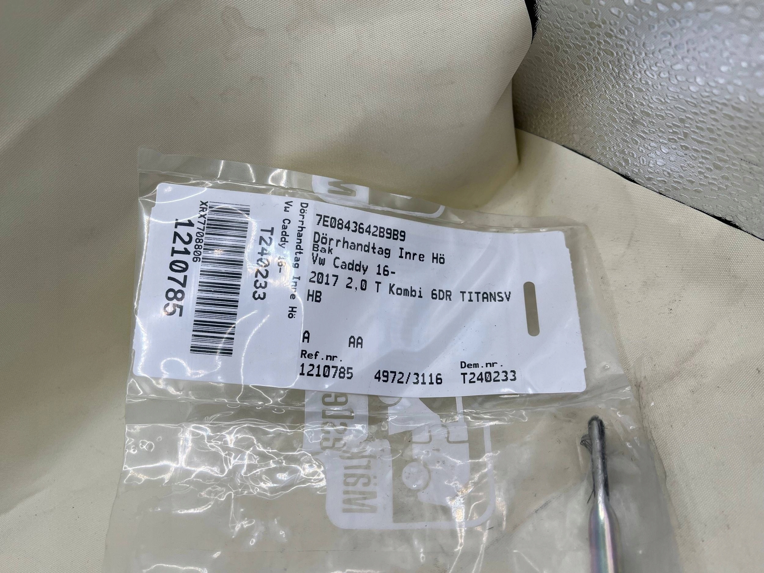 Türgriff Tür gleitende VW TRANSPORTER 03- PR innen 7E0843642B9B9 !J