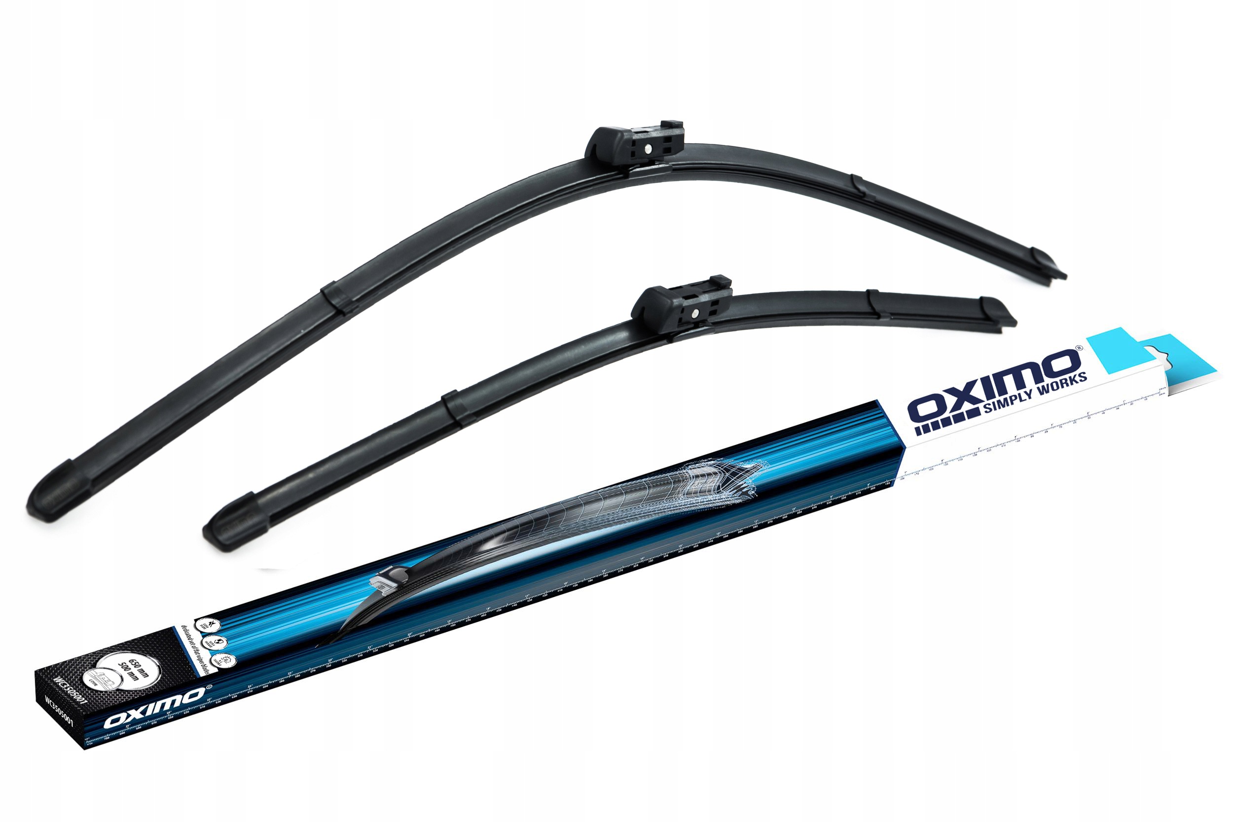 Komplet przednich wycieraczek Oximo o długości 650/500 mm