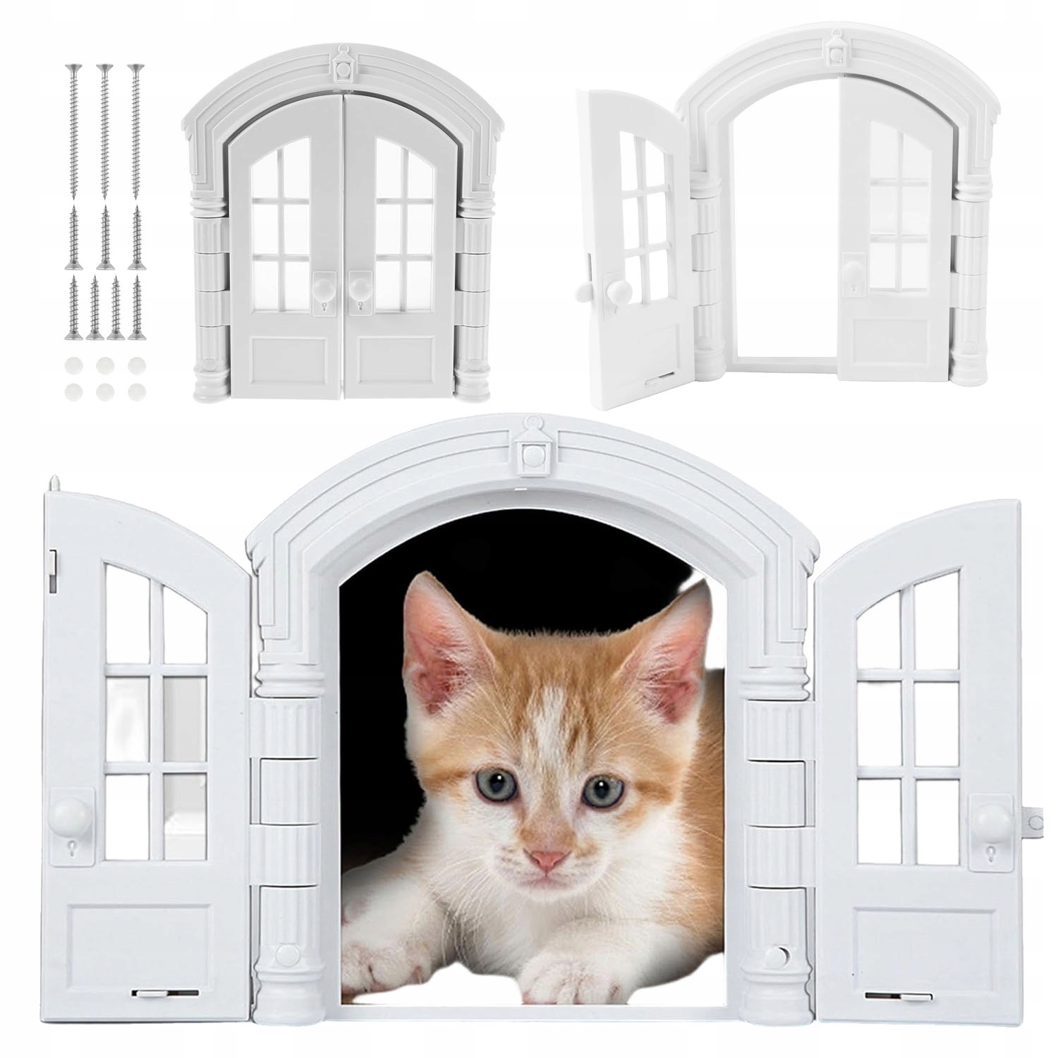 Levně Dvířka Pro Kočky Malý Pes Dvojitý, Francouzský Styl, Bílá, 24 CM