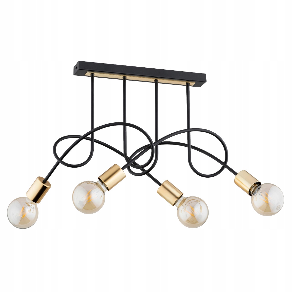 Stropná lampa Alfa Tango 4xE27 čierna zlatá loft 15W jedáleň