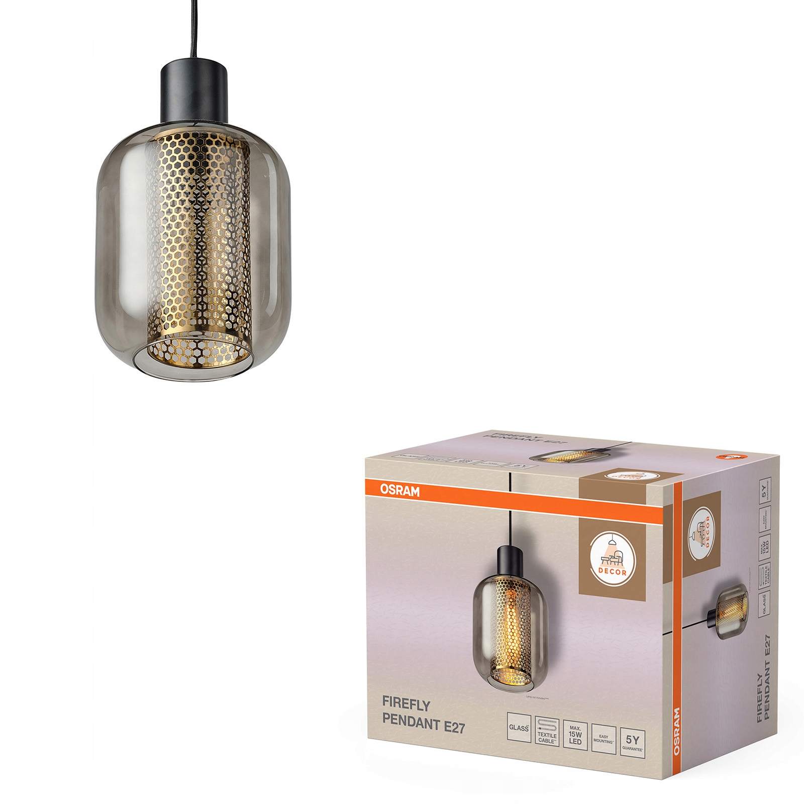 Závěsné Stropní Svítidlo Dekorativní závěs E27 Černá Decor Firefly Osram