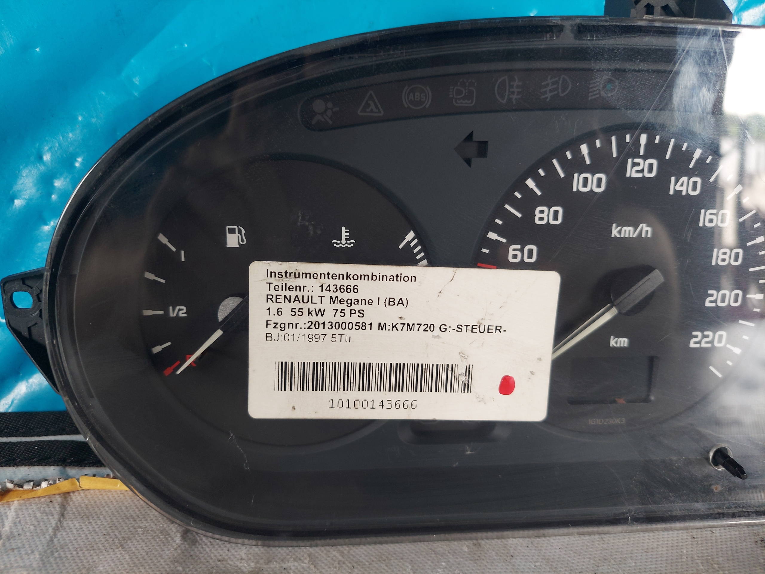 dials clock MEGANE and 1.6 B 7700847782