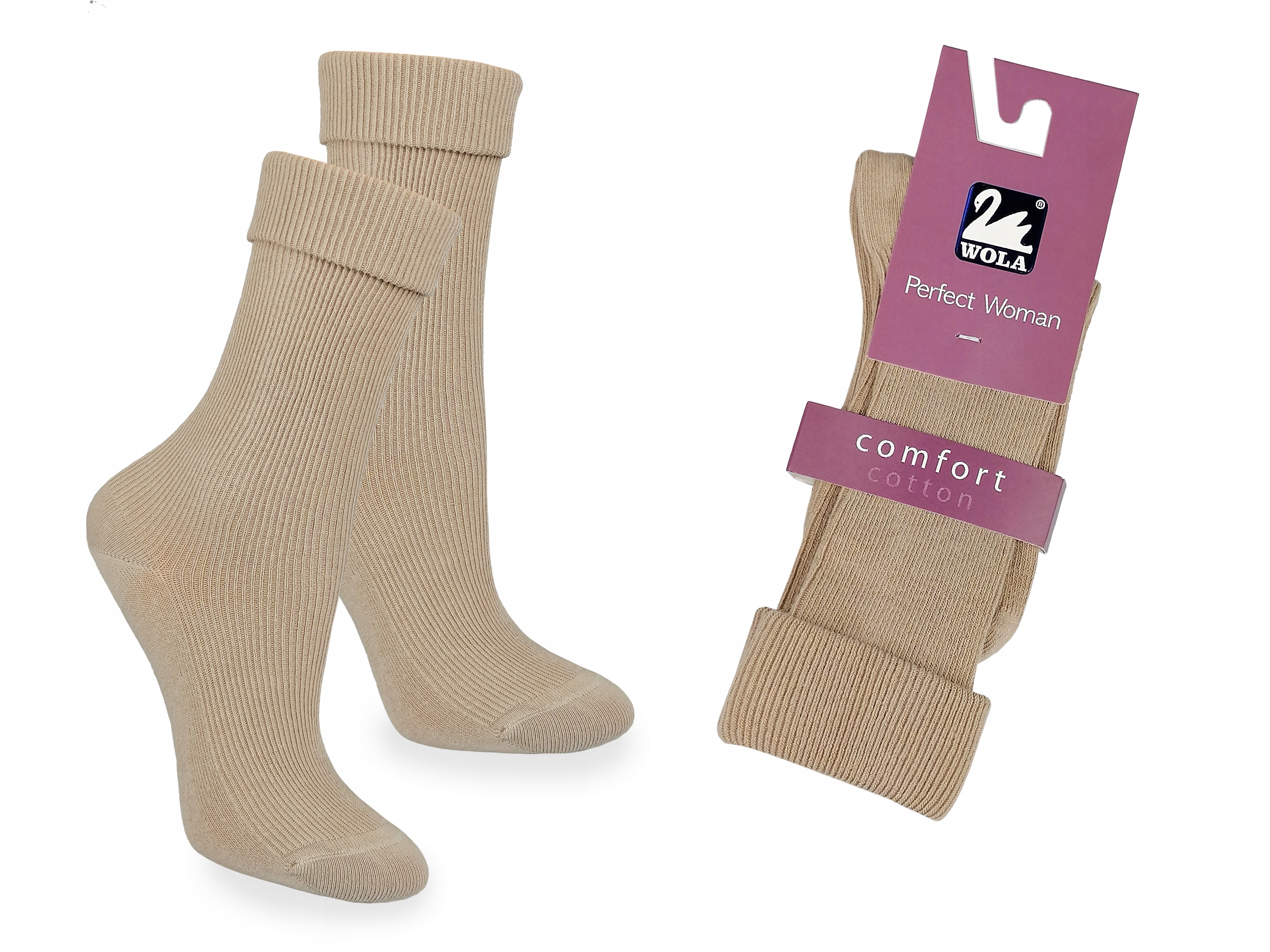 

Bezuciskowe skarpety Wola Comfort Beige E76, 33-35