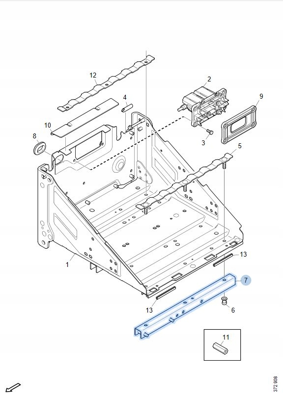 Console Support plaque pour batterie SCANIA NGS R S P G 2385742 B-B