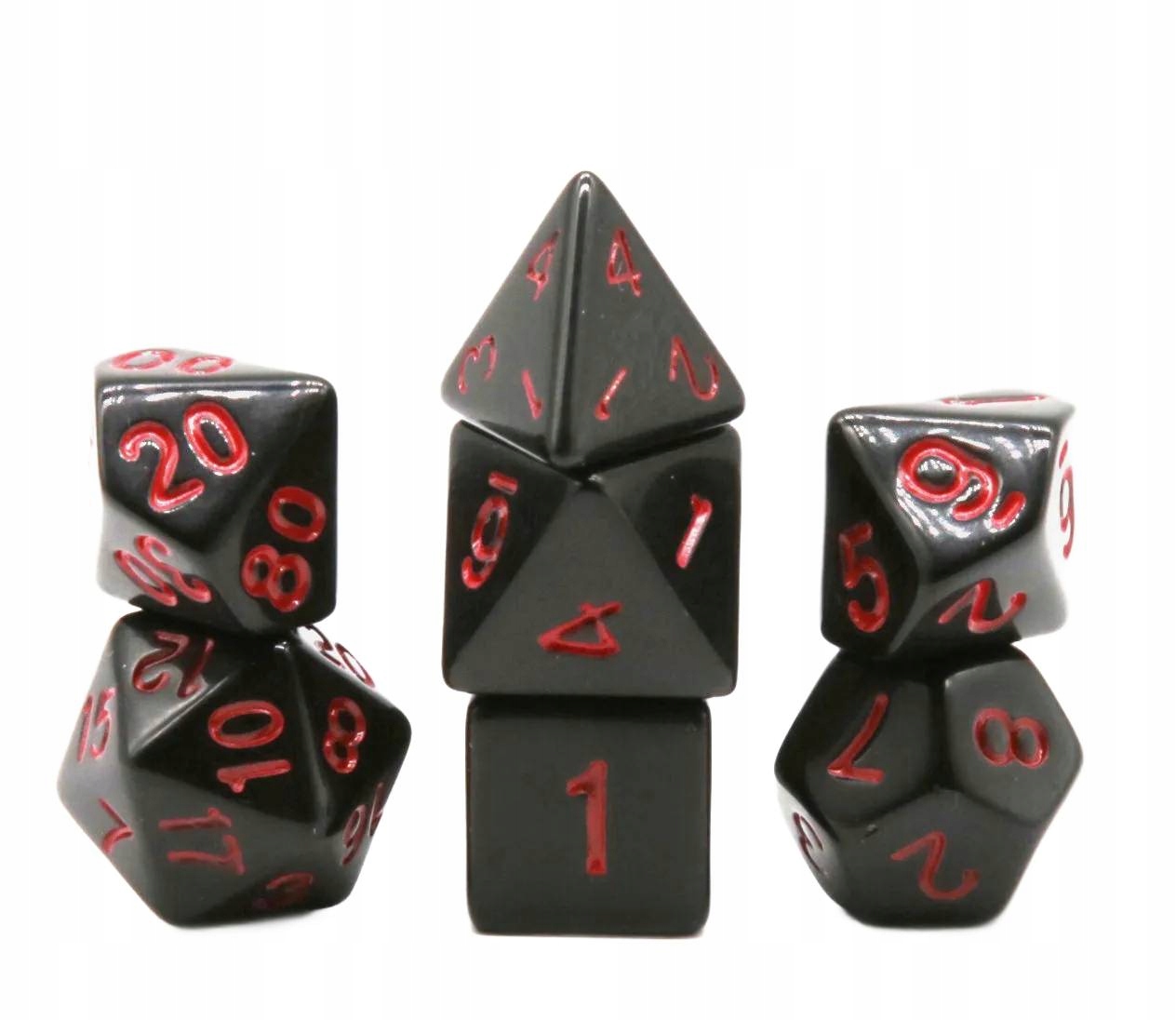 CZARNO-CZERWONY ZESTAW 7 KOŚCI KOSTEK RPG