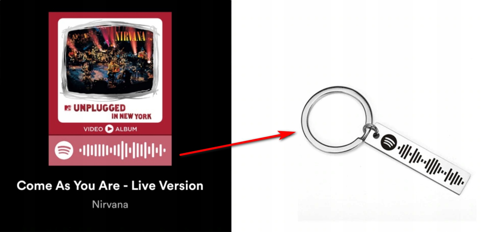 BRELOK DO KLUCZY - SPOTIFY CODE, STAL NIERDZEWNA Kolor srebrny