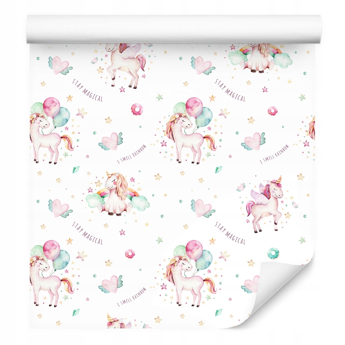 Tapeta Pro Děti jednorožci obláčky hvězdy srdce