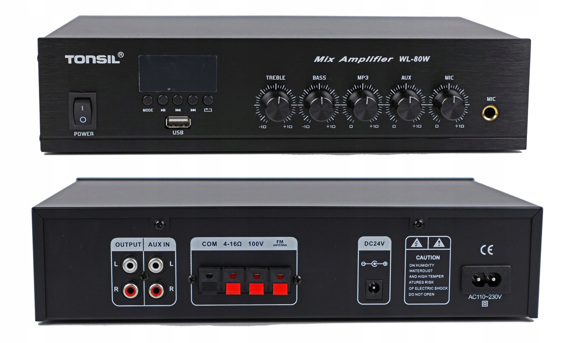 Zesilovač Tonsil Wl 80W 1 zóna Bluetooth Usb Fm MIC 70V 100V 4-16 ohm