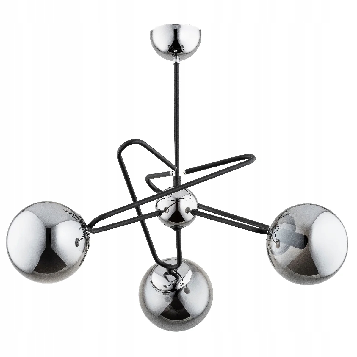 Závesná lampa chróm čierna 3xE14 10W sklenené gule Sagito Alfa