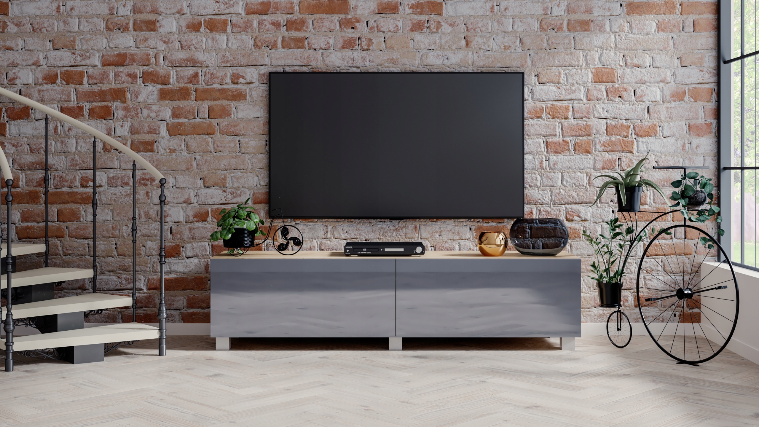 SZAFKA RTV VENEZIA 160 LOFT INDUSTRIAL Głębokość mebla 35 cm