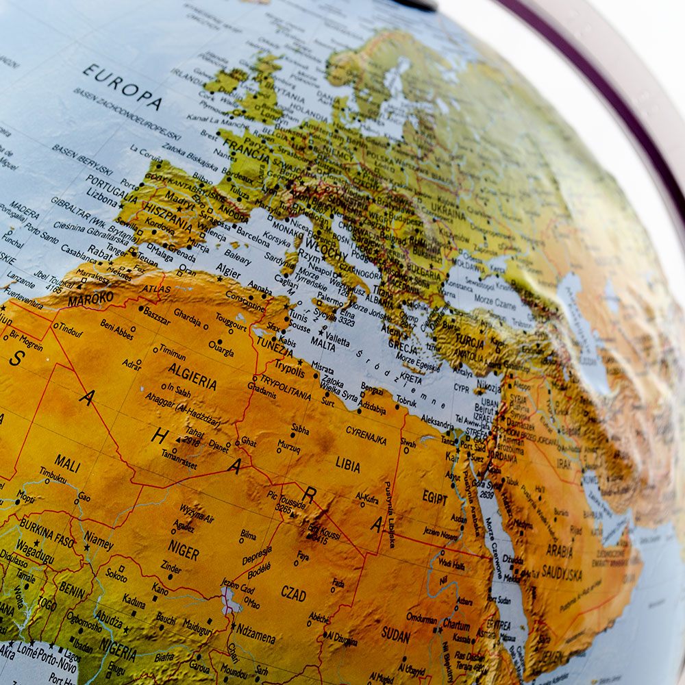 Globus podświetlany 3w1 polityczny / fizyczny + 3D plastyczny, kula 30 cm Język polski