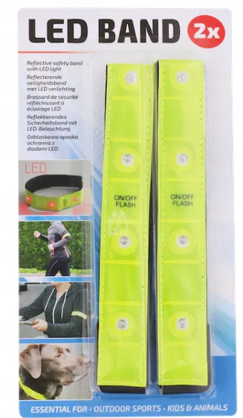OPASKA taśma ODBLASKOWA LED migająca na rzep 2x Marka Inna marka